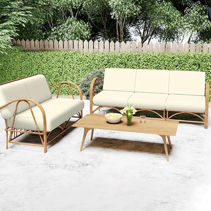 Smiry Printed Couch Cushion Covers, Stretch Soft Couch Covers for Sofa, Washable Non-Slip Sofa Slipcover Furniture Protector for Indoor and Outdoor (2 Pack, Cream)