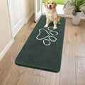 Smiry Dog Door Mat for Muddy Paws, Absorbent Dirt Trapper Non Slip Quick Dry Washable Chenille Mat for Mud Dogs, Entry Rug for Indoor and Outdoor (47x24 Inches, Green and White)