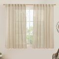 LAMIT Semi Sheer Linen Curtains 45 Inches Long 2 Panels, Light Filtering Panels Back Tab and Rod Pocket Neutral Drapes for Kitchen/Window/Bedroom, 52 x 45 Inch