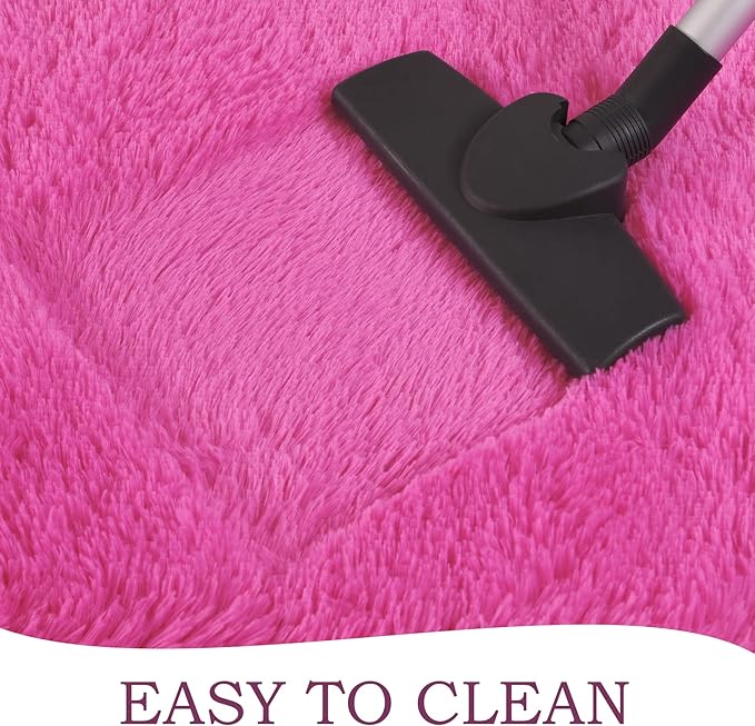 Chicrug Soft Runner Rug for Bedroom Living Room Plush Fluffy Rugs 2x6 Feet, Shag Furry Runner Rug Carpet Non Shedding for Nursery Children Kids Girls Room Home Decorative, Hotpink