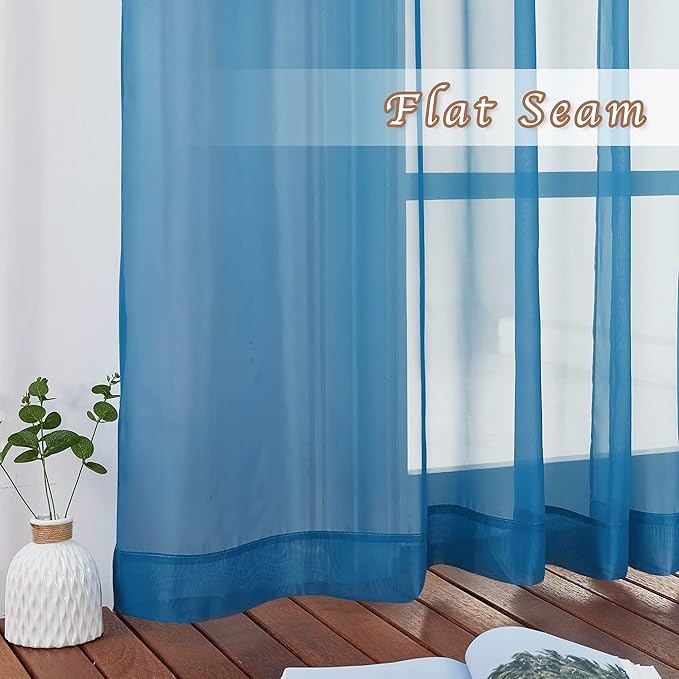NICETOWN Sheer Curtains for Bedroom Windows 84 inch Length, Grommet Casual Voile Sheer with Light Filter Window Treatments for Nursery/Living Room, Turquoise, Set of 2, 54" Wide