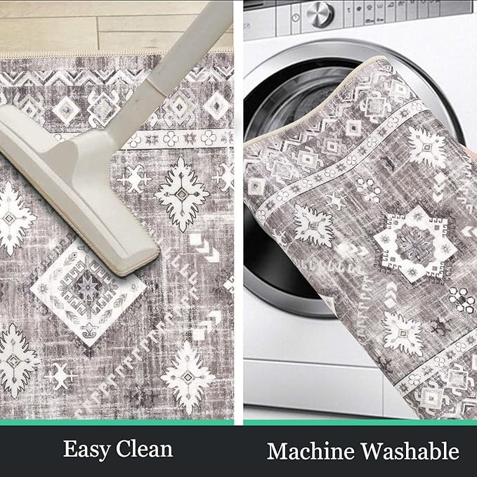 HEBE Boho Kitchen Rug Sets 3 Piece with Runner Non Slip Kitchen Rugs and Mats Washable Kitchen Mats for Floor Thick Kitchen Floor Mat Carpet Runner Rugs for Hallway Laundry Holiday Decor