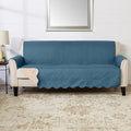 Great Bay Home Reversible Sofa Cover - Washable Slipcover Furniture Protector with Elastic Straps - Perfect for Kids & Pets - Quilted & Stitched Detail (Smoke Blue/Ivory)