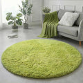 Grass Green Small Round Rug 3Ft for Bedroom, Fluffy Shag Circle Area Rugs for Kids Room Classroom Nursery, Cool Living Room Decor Aesthetic, Cute Fuzzy Moss Floor Circular Carpet for Preppy Dorm