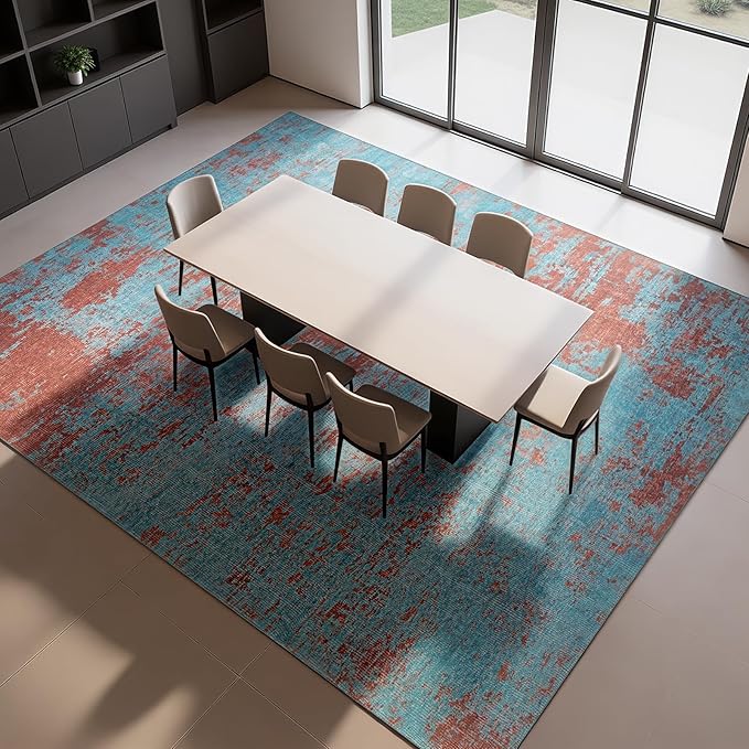 Washable Rugs 8x10 Area Rugs for Living Room-Modern Abstract Rugs for Bedroom,Dining Room,Ultra Soft Low Pile Large Carpet with Non Slip Rubber Backing,Neutral Accent Rug for Nursery Home Office
