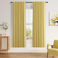 Guken Yellow 100% Blackout Linen Curtains 72 Inch Length 2 Panels Set for Living Room Bedroom Back Tab/Rod Pocket Thermal Insulated Black Out Drapes Room Darkening Window Curtains 72 Inches Long