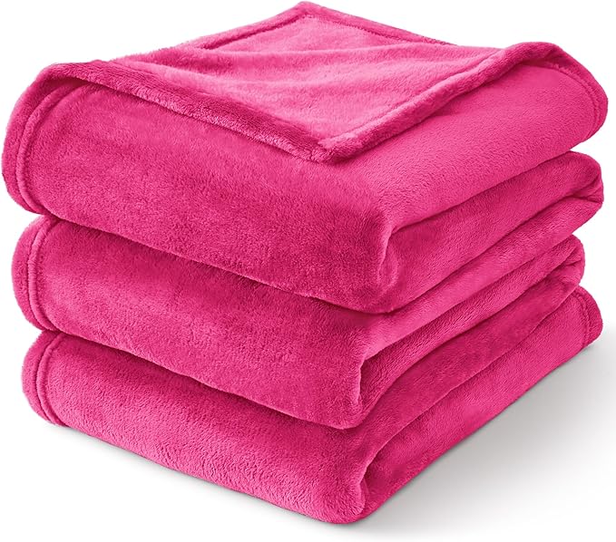 BEDELITE Fleece Blanket Hot Pink Valentines Throw Blanket for Couch & Bed, Luxury Plush Cozy Fuzzy Blanket 50" x 60", Super Soft Warm Lightweight Throw Blanket for Travel Camping