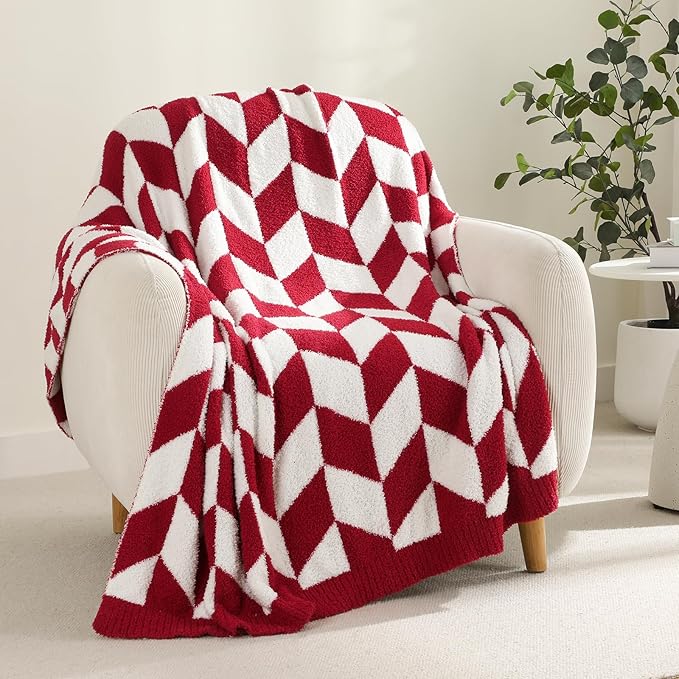Snuggle Sac Christmas Red Blankets for Bed, Super Soft Warm Christmas Blankets Oversized Cozy Knit Fuzzy Blanket for Living Room, Red,60x80 inches