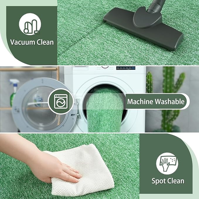AROGAN Washable 2x6 Runner Rug for Hallway, Long Runner Rugs wtih Soft Memory Foam for Bedroom, Non Slip Backing Carpet Runners for Hallways, Kitchen, Bathroom, Entryway Home Decor, Matte Green