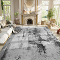 Living Room Rug 9x11 Ink Black Area Rugs Machine Washable Abstract Boho Large Rug Non-Slip Non-Shedding Faux Wool Indoor Vintage Carpet for Bedroom, Classroom, Dining Room, Kids Playroom