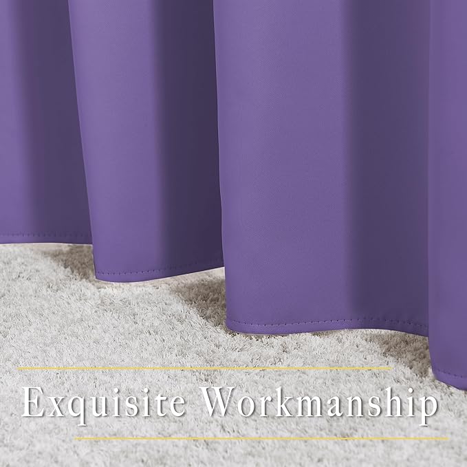 NICETOWN Blackout Curtains 90 inch Length - Triple Weave Energy Saving Sound Reducing Thermal Insulated Solid Grommet Blackout Drapes for Bedroom/Living Room (1 Pair, W46 x L90, Lilac Purple)