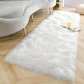LOCHAS Soft Fluffy Faux Fur Rugs for Bedroom Bedside Rug 2x5 Feet, Washable, Furry Sheepskin Area Rug for Living Room Girls Room, Luxury Shag Carpet Home Decor, White