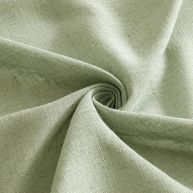 MIULEE Sage Green Linen Curtains 96 Inch Long for Bedroom Living Room, Soft Thick Linen Textured Window Drapes Semi Sheer Light Filtering Back Tab Rod Pocket Burlap Look Farmhouse Decor, 2 Panels