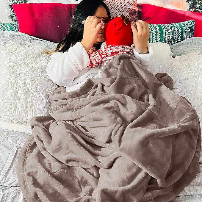 Bedsure GentleSoft Fleece Bed Blankets Queen Size Mocha Brown - Soft Lightweight Plush Fuzzy Cozy Luxury Blanket Microfiber, 90x90 inches