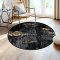 Washable Area Rugs 4ft Non-Slip Modern Abstract Soft for Living Room Entryway Bedroom Nursery, Print Pattern, Dark Black Gold