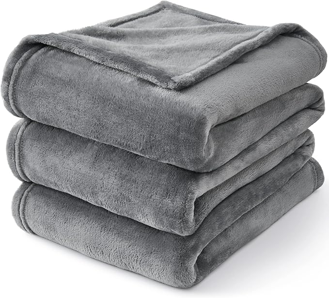 BEDELITE Fleece Blankets King Size for Bed, Luxury Plush Cozy Fuzzy Blanket 108x90 inches, Super Soft Warm Lightweight Throw Blanket All Seasons Suitable, Grey