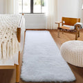 ONASAR White Runner Rugs for Bedroom Living Room, Luxury Bedside Fluffy Area Rug 2x6 Feet, Ultra Soft Plush Faux Fur Floor Throw Carpet for Hallway Nursery Kids Dorm Home Decor Aesthetic