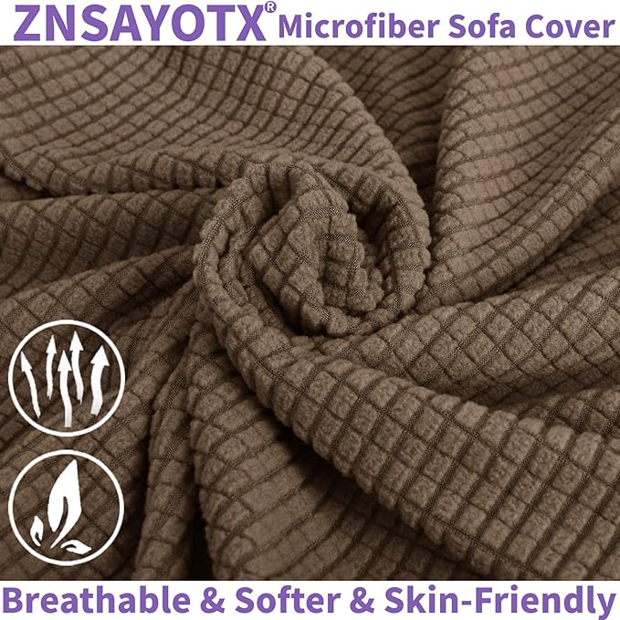 ZNSAYOTX Super Stretch Chair Slipcover Universal Sofa Chair Covers for Living Room Dogs Pet Furniture Protector Spandex Armchair Slipcovers with Anti Slip Foam Sticks (Brown, Chair)
