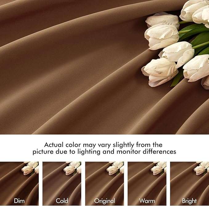 MIULEE Back Tab Blackout Curtains 84 Inch Length 2 Panels Set for Living Room Bedroom, Rod Pocket/Pinch Pleated Thermal Insulated Room Darkening Light Blocking Curtains 52x84 Inch, Cappuccino Brown