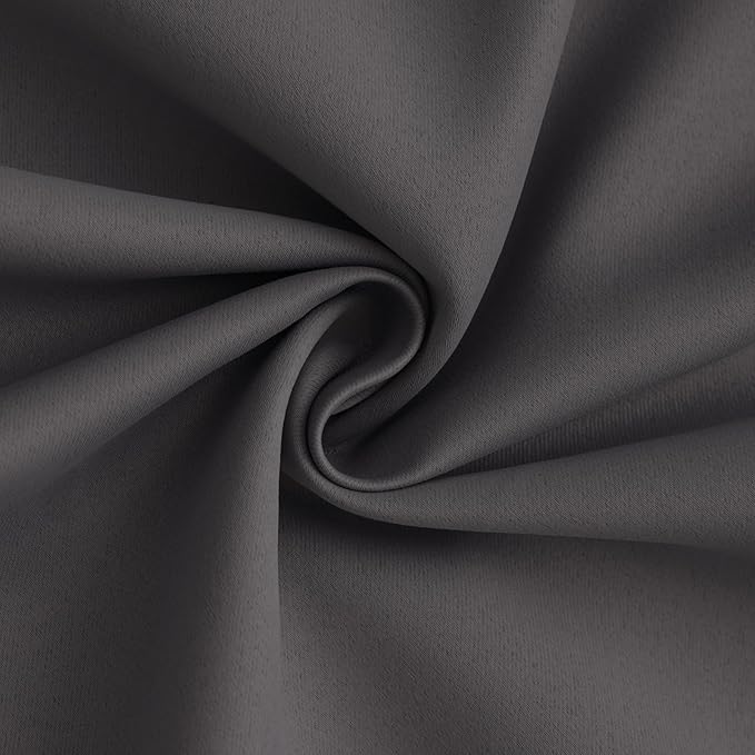 Yakamok 100% Blackout Curtain Panels 84 inches Cold and Light Blocking Drapes for Nursery, 2 Thick Layers Thermal Insulated Draperies (2 Pieces, 50 Wide Each Panel, Charcoal Grey/White Backing)