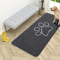 OLANLY Dog Door Mat for Muddy Paws 54x24, Paw Print Design, Absorbs Moisture and Dirt, Absorbent Non-Slip Washable Doormat, Quick Dry Chenille Mud Mat for Dogs, Entry Indoor Entryway Carpet, Dark Grey
