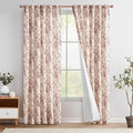 jinchan Lined Linen Blend Curtain Floral Curtains for Living Room 90 Inches Long Farmhouse Red Flower Printed Curtain Rod Pocket Back Tab Peony Patterned Drapes Curtains Set 2 Panels