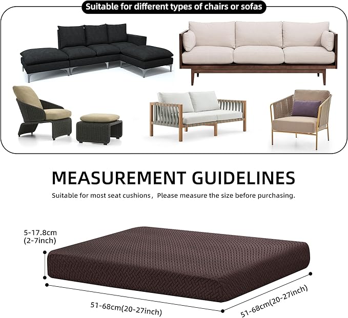 Outdoor Cushion Covers Set,8PCS Patio Furniture Couch Seat Slipcovers, Replacement for Sofa Sectional Chair(Cover，Only)