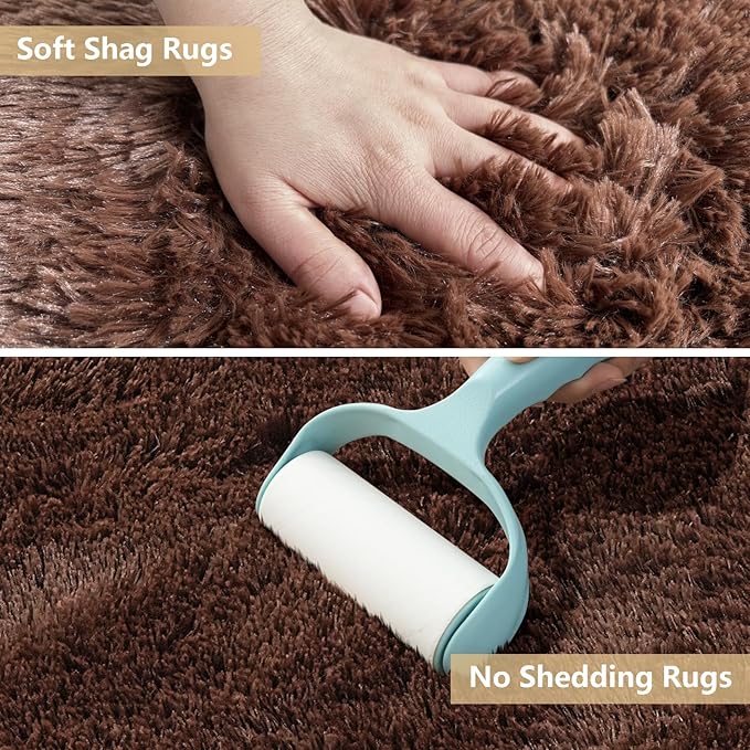 10X14 Large Area Rugs for Living Room Bedroom,Big Shag Rug for Bedroom Dorm,Soft Fluffy Indoor Carpet Nursery Rugs for Kids Girls Room Home Decor,Brown