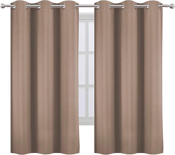 LEMOMO Cappuccino Thermal Blackout Curtains/38 x 63 Inch/Set of 2 Panels Room Darkening Curtains for Bedroom