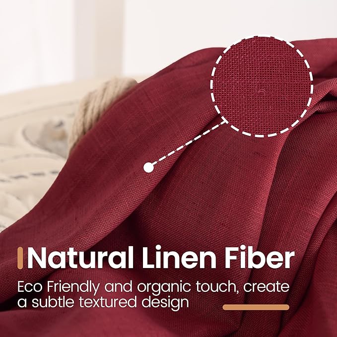 Curtain Panels in Burgundy, Light-Filtering Linen Blend, 63-Inch Length