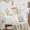 Fancy Homi 2 Packs Cream White Lumbar Decorative Throw Pillow Covers 16x28 Inch for Couch Bed Sofa, Rustic Farmhouse Boho Home Decor, Soft Striped Corduroy Rectangle Accent Cushion Case 40x70 cm