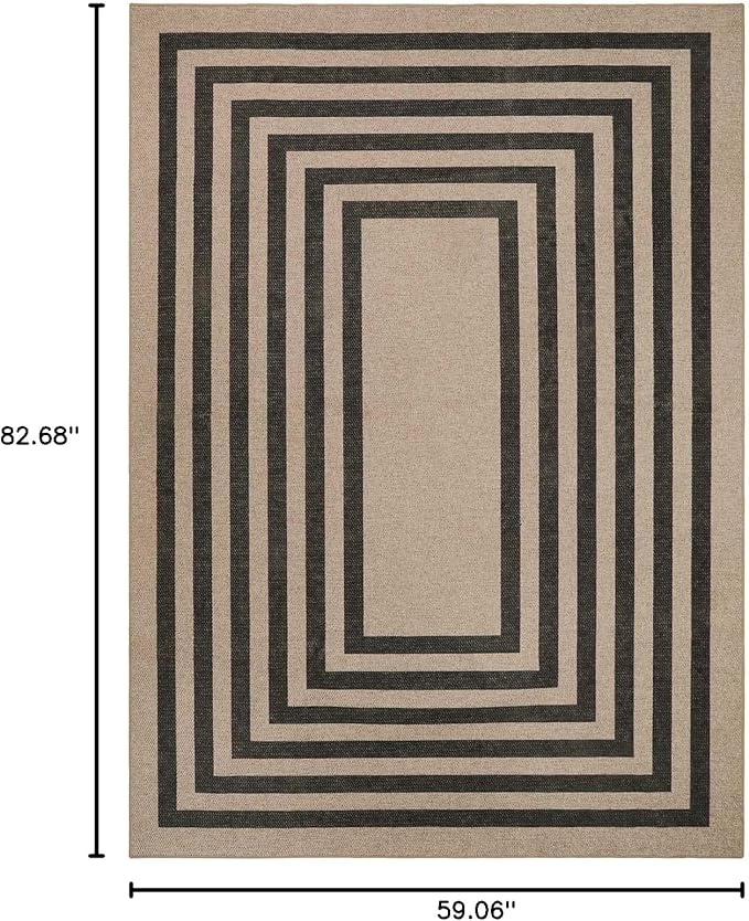Lahome Enfys Modern Geometric Easy Jute Dining Room Rug, 5x7 Modern Rugs for Living Room Washable Kitchen Mat, Large Non Slip Farmhouse Indoor Outdoor Carpet for Bedroom Dorm RV