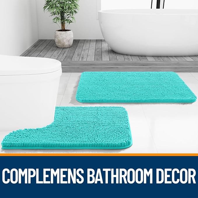 OLANLY Bathroom Rugs Sets 2 Piece, Soft Absorbent Chenille Bath Mats and - Image 6