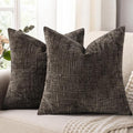 decorUhome Dark Brown Chenille Throw Pillow Covers 18x18 Set of 2 Textured Soft Cozy Slubby Couch Pillow Covers Modern Farmhouse Boho Decorative Pillow Cases for Bed Sofa Living Room