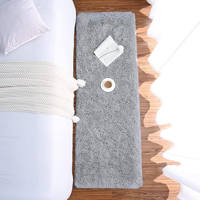 Chicrug Soft Runner Rugs for Bedroom Living Room Plush Fluffy Rug 3x10 Feet, Shag Furry Area Rug Carpet Non Shedding for Nursery Children Kids Girls Room Home Decorative, Grey