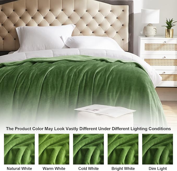 KMUSET Fleece Blanket Twin Size Emerald Lightweight Super Soft Cozy Luxury Bed Blanket Microfiber