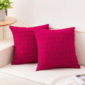 Pack of 2 Corduroy Decorative Throw Pillow Covers 18x18 Inch Soft Striped Pillow Covers Modern Farmhouse Home Decor for Sofa Living Room Couch Bed（Peach Red）