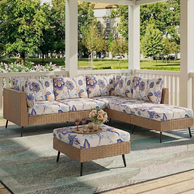 hyha Printed Couch Cushion Covers, Floral Sofa Covers Washable for 2 Cushion Couch, Stretch Pattern Outdoor Cushion Covers for Patio Furniture with Elastic Bottom(2 Packs, Vintage Flower)