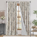jinchan Lined Linen Blend Curtain Floral Curtains for Living Room 96 Inches Long Black Peony Flower Printed Curtain Back Tab Farmhouse Patterned Drapes Bedroom Window Curtains Set 2 Panels