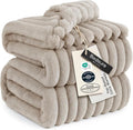 Bedsure GentleSoft Blankets Queen Size for Bed - Cozy Soft Blankets for Women, Cute Large Fleece Throws for Girls, Beige, 90x90 Inches