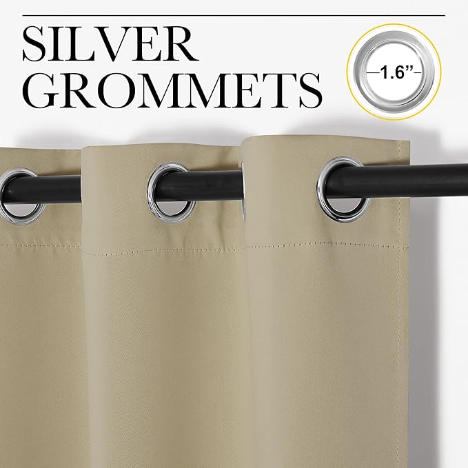 NICETOWN Thermal Insulated Grommet Room Darkening Curtains/Draperies/Panels for Bedroom (Cocoa Eggnog, 2 Panels, W42 x L63 inches)