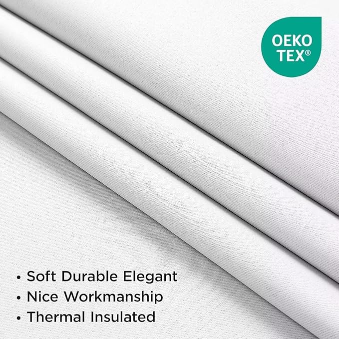 Joydeco Curtains 84 Inches Long 2 Panels Set, Thermal Insulated Long Curtains& Drapes 2 Burg, Room Darkening Drapes for Bedroom Living Room Window (Pure White, W52 x L84 Inch)
