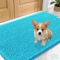 OLANLY Dog Door Mat for Muddy Paws 30x17, Absorbs Moisture and Dirt, Absorbent Non-Slip Washable Doormat, Quick Dry Chenille Mud Mat for Dogs, Entry Indoor Entryway Carpet for Inside Floor, Aqua Blue