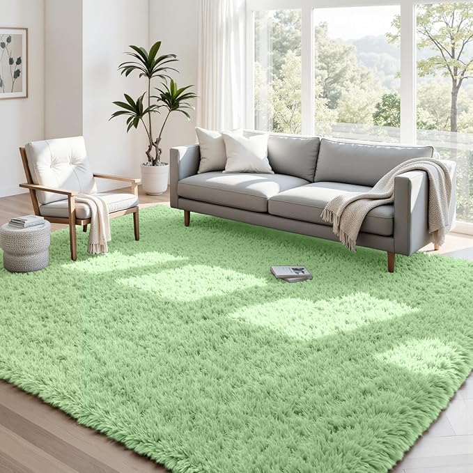 4x6 Area Rugs for Living Room Rug: Soft Fluffy Shag Mint Green Rugs for Bedroom, Non-Slip Large Fuzzy Plush Rug Indoor Floor Carpet for Nursery Kids Boys Girls Room, Dorms, Playroom, Modern Home Decor