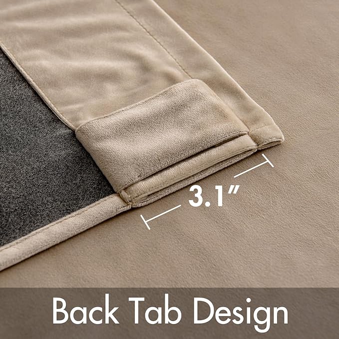 MIULEE Velvet Curtains 2 Panels Luxury Blackout Curtains for Bedroom Living Room Thermal Insulated Super Soft Window Drapes Rod Pocket & Back Tab, Camel Beige, W52 x L72 inches