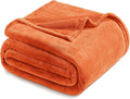Exclusivo Mezcla Fleece Blanket King Size for Bed, Super Soft and Warm, All Season, Cozy, Plush, Lightweight, 90x104 Inches, Burnt Orange