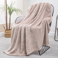 Exclusivo Mezcla Fleece Throw Blanket for Couch and Bed, 50x70 Inches Soft Cozy Jacquard Flannel Blankets, Lightweight Fuzzy Plush Warm Throws for Women,Camel