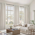 Topfinel Living Room Curtains 102 Inches Long for Large Window Cream Ivory Birch Linen Texture 100% Blackout Curtains for Bedroom Noise Reduction Curtains Farmhouse Style 2 Panels (W40 xL102)