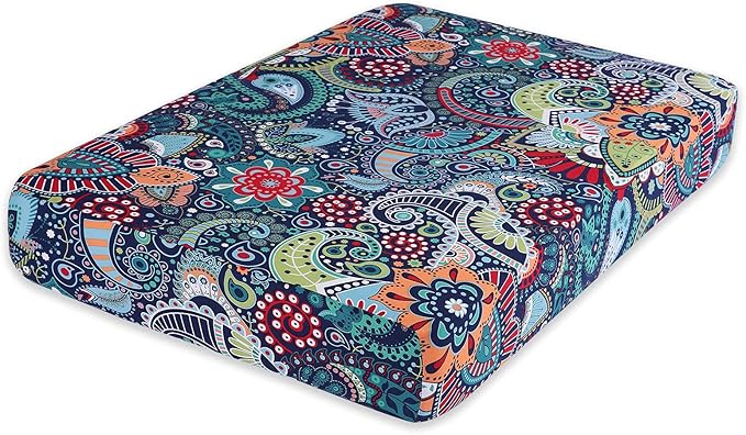 hyha Printed Couch Cushion Covers, Floral Sofa Covers Washable for 2 Cushion Couch, Stretch Pattern Outdoor Cushion Covers for Patio Furniture with Elastic Bottom(Medium, Paisley)