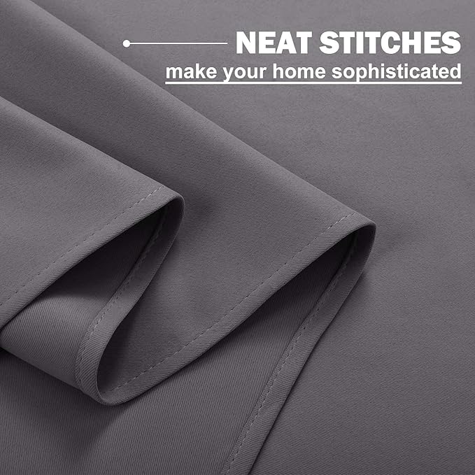 NICETOWN Kitchen Curtains Blackout Drapes - Thermal Insulated Blackout Grommet Curtains Drapes Window Treatment Home Decor for Basement/Dorm (42W by 36L + 1.2 inches Header, Grey, 1 Pair)